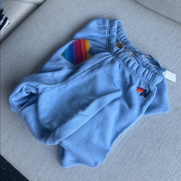 NWT Aviator Nation RAINBOW HEART STITCH SWEATPANTS - Picture 6 of 6